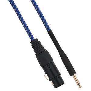 Câble audio mono Cannon XLR femelle vers jack 6,35 mm mâle, 1,5 mètre, bleu et blanc - Product Image 1