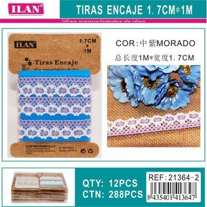 Cinghie in pizzo ILAN 1,7 cm x 1 m viola per decorazioni artigianali - Product Image 3