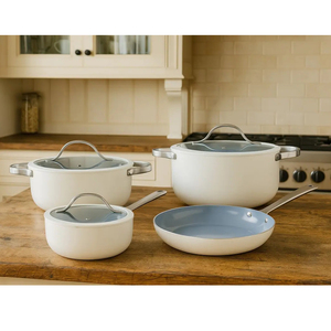 High Quality Ceramic Coated <b>Pot</b> Pan Silicone Glass Lids Stainless Steel Handle Non Stick 7 Piece Aluminium Cookware <b>Set</b> - Product Image 6