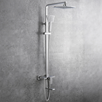 Juego de ducha termostática cromado, sistema de ducha de lluvia de cobre para baño, barra deslizante, manija de aleación de zinc, chorro de masaje montado en la pared