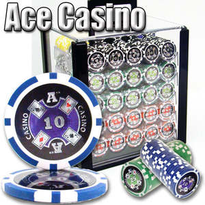 Ace Casino alta calidad 1000 fichas de póquer y acrílico Carrier Set Premium fichas y bandeja - Product Image 5