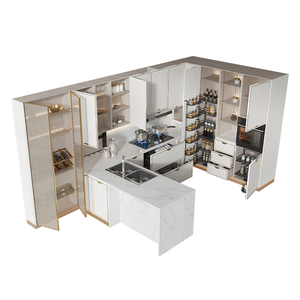 Armadi da cucina <span class=keywords><strong>di</strong></span> <span class=keywords><strong>lusso</strong></span> moderno Set completo <span class=keywords><strong>di</strong></span> vetro porta in marmo cerniera importato per la casa aggiornamento dispensa mobili vendita - Product Image 5
