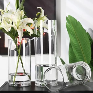 Vase en verre droit Transparent salon hydroponique eau de culture bambou détection avancée Arrangement de fleurs décoration maison - Product Image 2