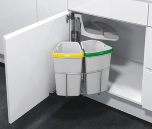 Nouvelle poubelle d'armoire en <span class=keywords><strong>plastique</strong></span> en forme d'éventail et rotative cachée multi-seau Classification ensemble de poubelles de cuisine pour la cuisine - Product Image 5