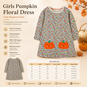 Vestito per Bambine, Gonna a Fiori per Bambine Piccole e Medie, Gonna Principessa con Ricamo a Zucca per Halloween - Product Image 4