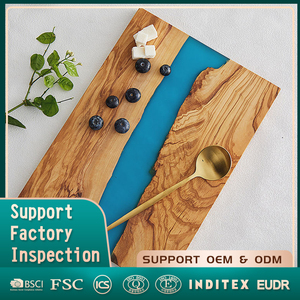 Planche à Découper et de Service en Résine Époxy et Bois d'Olivier Naturel pour Plateaux de Charcuterie, Aliments, Fromages et Fruits - Product Image 1