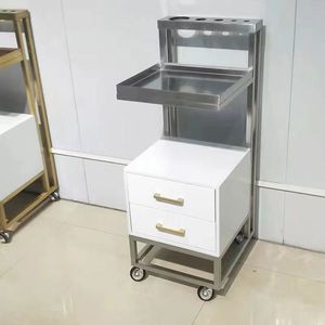 Estilista moderno al por mayor Carro de <span class=keywords><strong>metal</strong></span> con ruedas de cajón de plata dorada muebles para barbería - Product Image 2