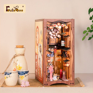 Cutebee japonais <span class=keywords><strong>Sakura</strong></span> en bois Miniature maison meubles livre <span class=keywords><strong>Nook</strong></span> Kits pour cadeaux - Product Image 2