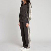 Ensemble de survêtement 2 pièces pour femme, personnalisé, avec veste zippée à manches longues et pantalon taille haute à bandes, pour l'entraînement et le sport