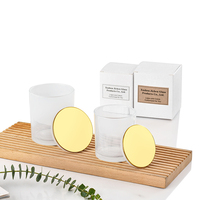 Pot à bougie en verre simple, blanc givré, 6oz, 10oz, 14oz, avec logo et couvercle en bois pour la fabrication de bougies DIY
