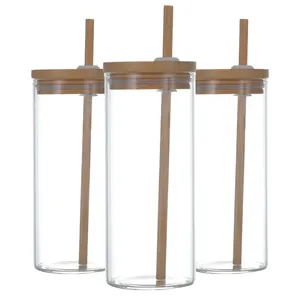 16oz Borosilicate Glassware Coffee Cup Drink Mug Water Tumbler  Dinking Glasses Beer Can Shape Glass with Bamboo Lid - China Beer Can Shape  Glass with Bamboo Lid and Beer Can Glass