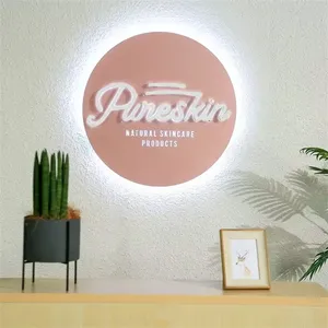 Пользовательский светодиодный логотип компании 3D световые металлические/акриловые рекламные вывески с подсветкой