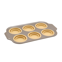 Moule à cupcakes 6 cavités, en acier au carbone durable et silicone, pour la pâtisserie maison