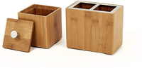 Ensemble d'accessoires de salle de bain en bambou 5 pièces, ensemble de salle de bain en bois complet avec distributeur de savon et porte-brosse à dents