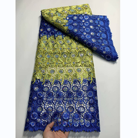 3668 Tissu en dentelle de guipure africaine en gros avec sequins, 5 yards, dentelle nigériane pour robes de soirée et de mariage à coudre