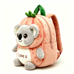 Custom Koala plush <b>backpack</b>, Strawberry koala kids <b>backpack</b>, Cute animal plush <b>backpack</b> ,<b>Toddler</b> koala stuffed <b>backpack</b> - Product Image 2