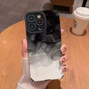 Coque de téléphone portable en TPU avec peinture à l'encre graduelle électro-plaquée noir et blanc pour <span class=keywords><strong>iPhone</strong></span> 7 8 X <span class=keywords><strong>XR</strong></span> XS 11 12 13 14 15 16 17 Pro Max - Product Image 1