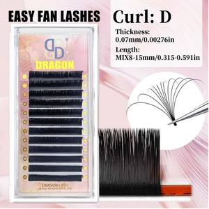 Pestañas Auto Fanning J Curl .03 Naturales Hechas a Mano Fácil de Aplicar Premium Mate Súper Mate Negro DRAGONLASH Marca Privada - Product Image 1