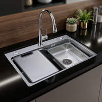 Évier de cuisine multifonctionnel en acier inoxydable nano fabriqué à la main par Bolemi Factory avec accessoires