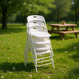 Lot de 4 chaises pliantes en plastique empilables, portables, pour jardin, intérieur et extérieur - Product Image 2