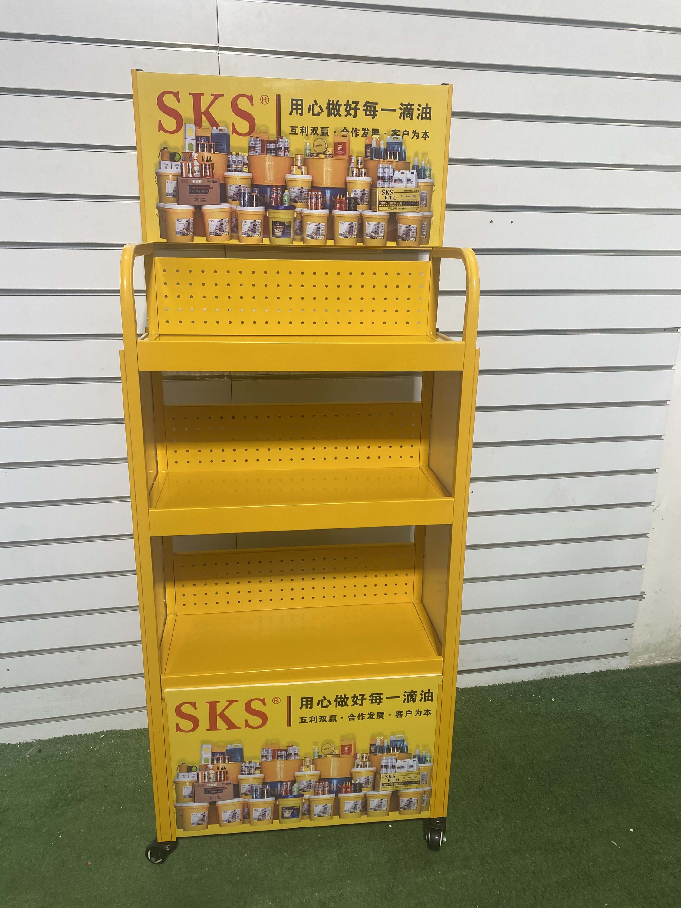 Apache Auto Maintenance Oil Display Stand 3 Tier Metal Display Racks for 4S Car Sale Shop — view 5