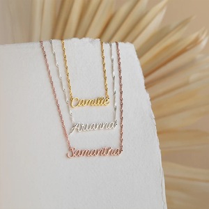 Customizable Women's Stainless Steel <strong>Name</strong> Necklace Gold Plating Personalized Handwriting Romantic Snake <strong>Chain</strong> for Anniversary - Product Image 4