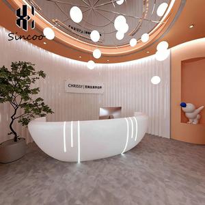 Mostrador de Recepción Semicircular de Fibra de Vidrio para Salón de Belleza, Estilo Personalizado, Fabricante, para Spa Médico y Estético - Product Image 4