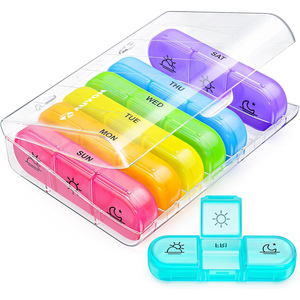 Caja de Medicamentos Personalizada Loge 21 Compartimentos, Estuche de Almacenamiento de Pastillas Colorido para 7 Días, Caja de Almacenamiento de Plástico - Product Image 1