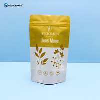 Sachet Doypack Personnalisé Imprimé Refermable avec Fermeture Éclair en Aluminium pour l'Emballage de Poudre de Complément Alimentaire de Champignon Crinière de Lion