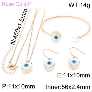 Wholesale Stainless Steel Dainty <b>Shell</b> Jewelry Gold Plated Evil Eye Jewelry Set - Product Image 3