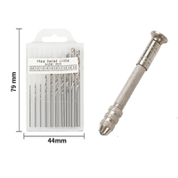 Ensemble de perceuse manuelle à vis avec 10 forets hélicoïdaux HSS de 0,8 à 3,0 mm pour la résine, le travail du bois et les loisirs créatifs
