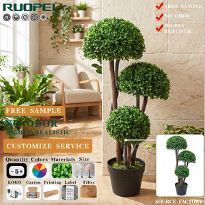 Árbol Topiario Artificial de Boj de 3 Bolas Personalizado al por Mayor, Resistente a los Rayos UV, Planta Artificial <span class=keywords><strong>en</strong></span> Maceta para Decoración del Hogar y Jardín, Paisajismo y Terrazas - Product Image 1
