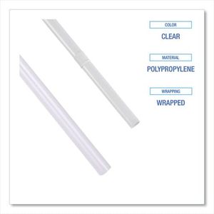 Pailles géantes enroulées Boardwalk, 7,75 po, en polypropylène transparent, diamètre 6 mm, vaisselle en plastique pour la maison, le bar et les fêtes, 12 000 unités/carton - Product Image 5