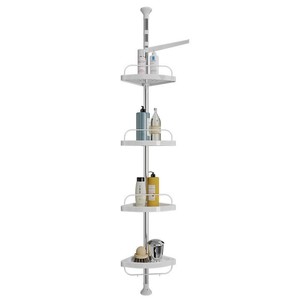 Mensola Angolare Multilivello per Bagno, Portaoggetti Telescopico Regolabile con Moderno Scaffale Pieghevole per Articoli <span class=keywords><strong>da</strong></span> Toilette e <span class=keywords><strong>Asciugamani</strong></span> - Product Image 1