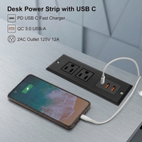Prises électriques encastrées, multiprises de bureau encastrées avec rallonge, ports USB à charge rapide 20W pour tiroir