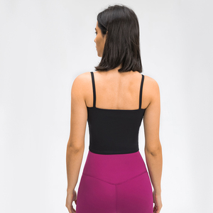 Camisetas Interiores Sin Mangas Débardeurs de fitness décontractés Débardeurs courts avec logo personnalisé avec soutien-gorge intégré - Product Image 2