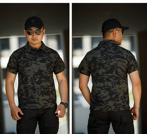 Bavero ad asciugatura rapida <span class=keywords><strong>t</strong></span>-shirt sportiva da uomo ampia estate cappotto da esterno allenamento tattico a maniche corte reale <span class=keywords><strong>CS</strong></span> Casual all'ingrosso - Product Image 4
