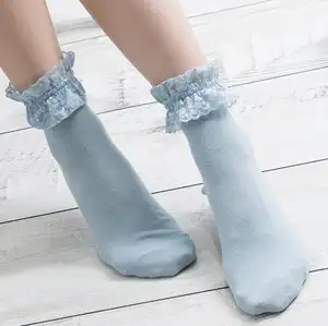 Spring Autumn Children Princess Solid Color Mesh Socks Girl Cotton Cute Socks Students Dance Lace socks