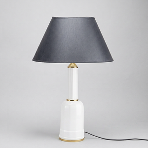 Minimalist Glass Table <b>Lamp</b> With <b>Beige</b> Shade Unique Design Decorative Lighting Fixture - Product Image 5