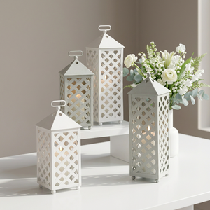 Latest Lattice Mesh Style Metal <b>Candle</b> Lanterns in Different Colors and Sizes for Home & Patio Decoration - Product Image 2