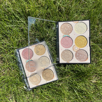 Palette de surligneur en relief 3D de haute qualité 6 couleurs Glow Highlight Contour Private Label avec de jolis motifs de gaufrage