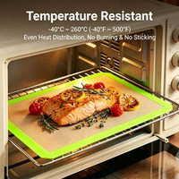 Tapis de four en silicone personnalisé avec bordure verte, logo et couleur sur mesure, renforcé de fibres de verre, antiadhésif pour la cuisson et la rôtissage