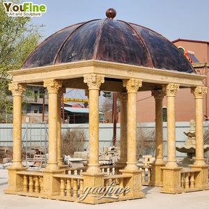 Gazebo <span class=keywords><strong>de</strong></span> pilar <span class=keywords><strong>de</strong></span> piedra <span class=keywords><strong>de</strong></span> mármol fuerte tallado a mano al aire libre grande con tapa <span class=keywords><strong>de</strong></span> hierro - Product Image 5