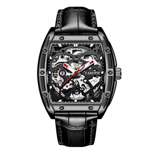 Reloj Mecánico Automático Cuadrado para Hombre CAROTIF F-1005 con Diseño de Esqueleto, Correa de Cuero Resistente al Agua, Reloj de Moda para Hombre - Product Image 3