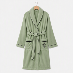 <span class=keywords><strong>Accappatoio</strong></span> Personalizzato con Logo e Collo a Scialle in Flanella di Poliestere <span class=keywords><strong>Verde</strong></span> Traspirante per Uso Quotidiano da Donna - Product Image 2