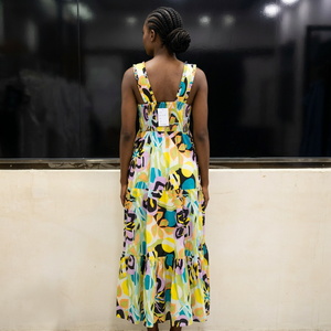 Boho Maxi <b>Dress</b> Spaghetti Strap Backless Geometric Print Chiffon A-Line Loose Summer Casual <b>Dress</b> - Product Image 4