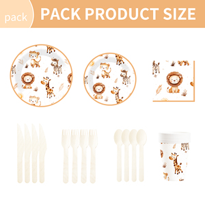 DAMAI Nuevo Juego de Vajilla Desechable con Temática de Animales de la Selva, Platos, Vasos y Servilletas de Papel para Fiestas - Product Image 6
