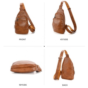 Custom Vegan PU Leather Chest <b>Bag</b> for Men Zipper Closure Leisure & Outdoor Sports <b>Small</b> Crossbody Travel Belt Pack - Product Image 3