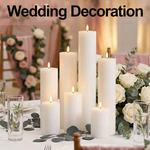 <span class=keywords><strong>Bougie</strong></span> <span class=keywords><strong>LED</strong></span> sans flamme à piles en cire de paraffine, fabriquée à la main, écologique et sûre, modèle PILLAR de Mermei - Product Image 6