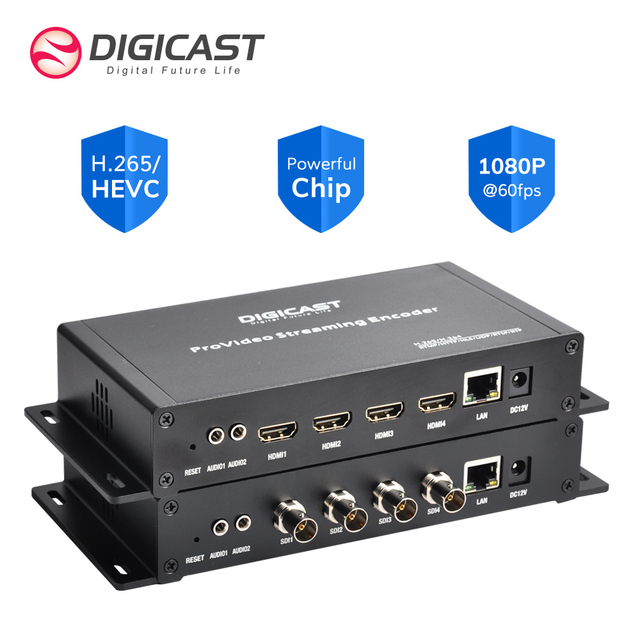DIGICAST RTMP/RTSP/HTTP/UDP/HLS for Audio AAC/MP3 4 Channel Full HD Hardware Video Encoder with VBR/CBR